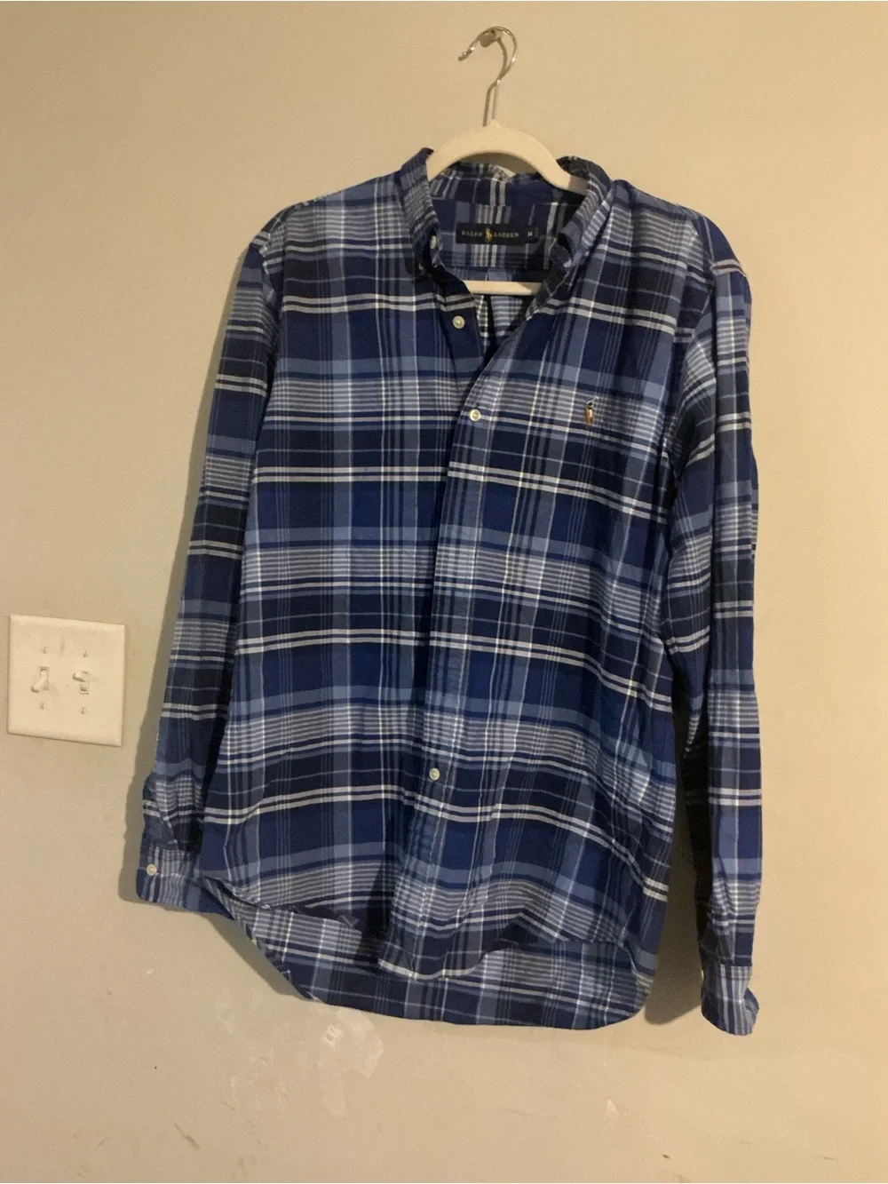 Polo by Ralph Lauren Navy and Light Blue Plaid Button-Down Shirt